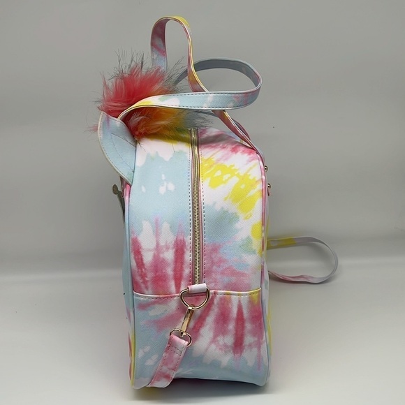 Under‎ One Sky Pastel Tie Dye Princess Unicorn with Poms Pointed Ears Purse Bag - Picture 3 of 10